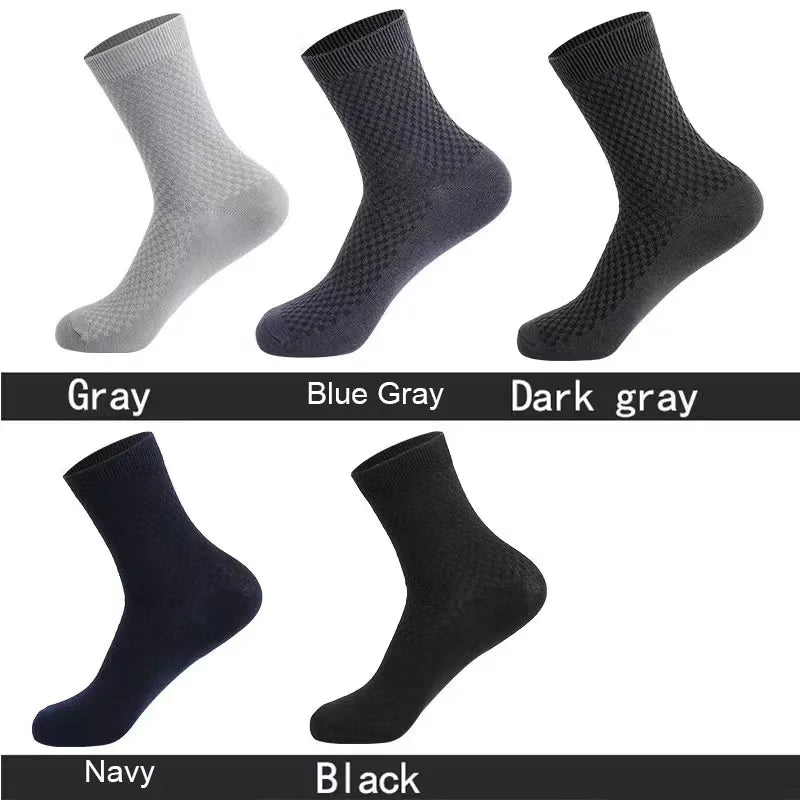 5Pairs/Lot Men's Socks High Quality Bamboo Fiber Business Breathable Deodorizing Socks Men's Casual Socks Large Size EU38-46