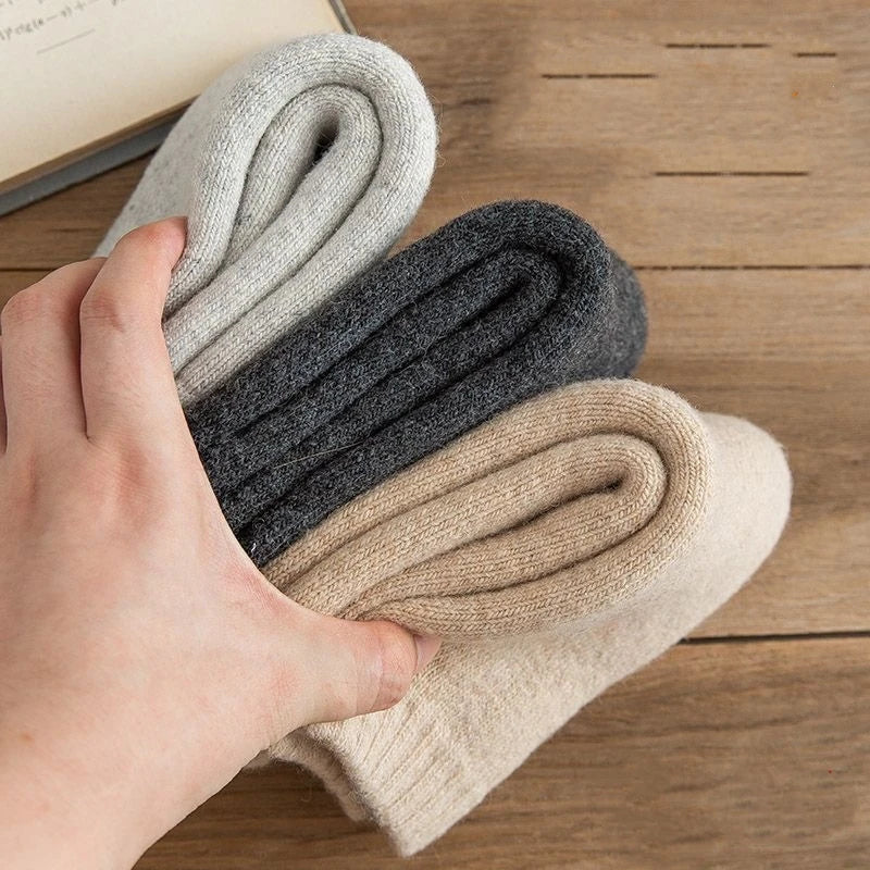 2Pairs/Men's Socks Super Thick Wool High Quality Merino Wool Socks Business Fall Winter Comfortable Mid-leg Socks Large Size Men