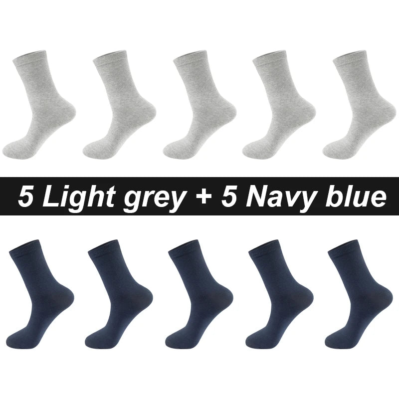 10Pairs/Lot Men Combed Cotton Socks Black Casual Business Breathable High Quality Man Sock New For Male Plus Size EU38-48