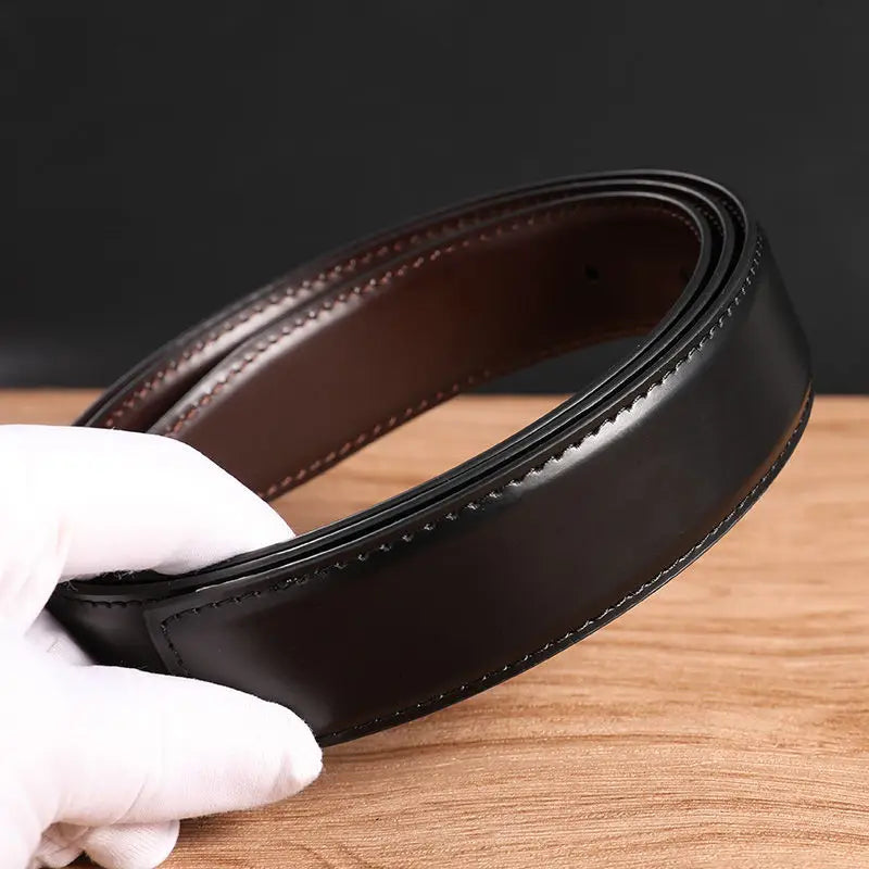 1pcs/2.8CM/3.3CM - Belt for Men Men's Business Belt Reversible Genuine Cowhide Leather Belt No Buckle Rotating Buckle