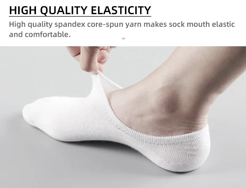 5/10 Pairs Men's Invisible Socks Slippers Cotton Silicone Non-slip Summer No-show Ankle Socks Casual Breathable Thin Boat Sock