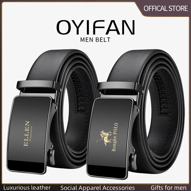 OYIFAN Men Belt Genuine Leather belt for men Alloy buckle ratchet belts Men Designer Belt Automatic belts 벨트