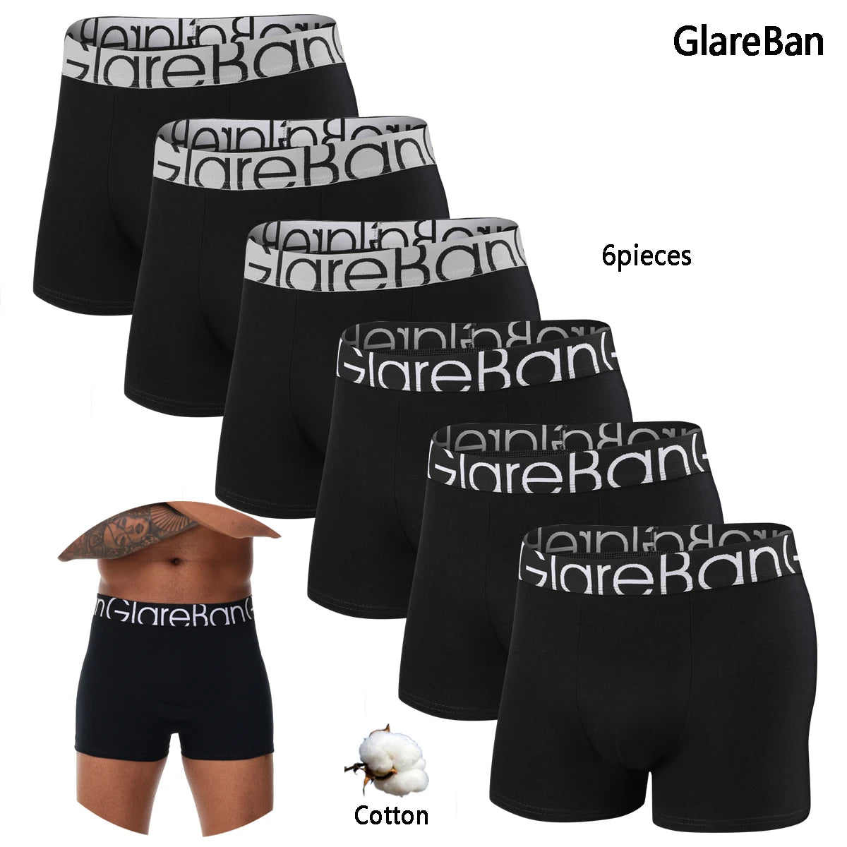 6pcs Pack Cotton Boxer Briefs Men shorts Panties Underwear For Man Brand And Underpants Homme Luxury BoxerShorts Box Slip Box