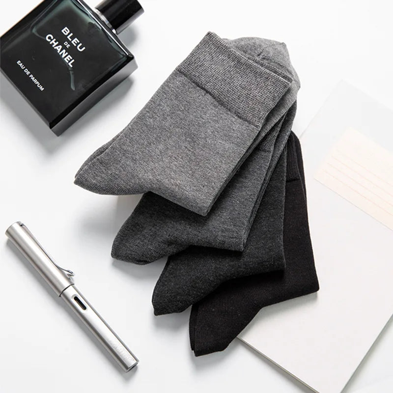 10Pairs/Lot Men Combed Cotton Socks Black Casual Business Breathable High Quality Man Sock New For Male Plus Size EU38-48