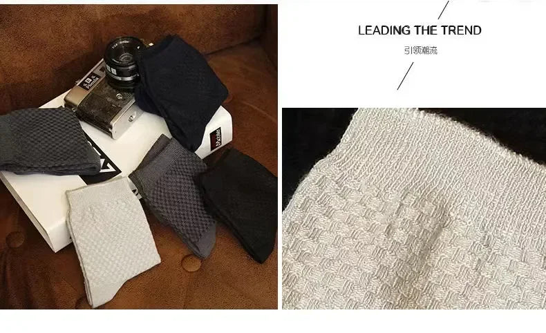 5Pairs/Lot Men's Socks High Quality Bamboo Fiber Business Breathable Deodorizing Socks Men's Casual Socks Large Size EU38-46