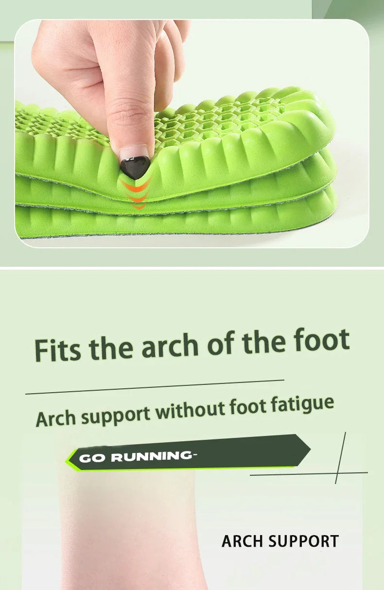 4PCS Soft Elasticity Sole Breathable Comfortable Insoles Men and Women's Sports Shock Absorbing Insole Outdoor Running Insoles