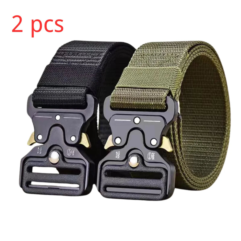 Red Ears Plastic buckle tactical belt men's multifunctional military fan canvas belt outdoor faux nylon training waist belt