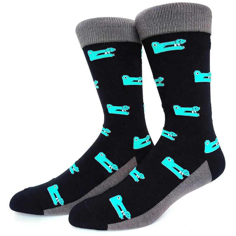 58 Style Cartoon Men Socks Fish bird parrot shark Theme Cotton Novelty Funny Hip Hop Trend Street Long Socks