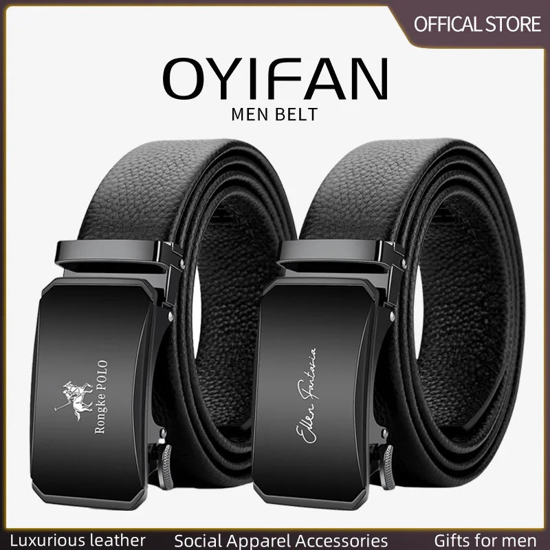 OYIFAN Men Belt Genuine Leather belt for men Alloy buckle ratchet belts Men Designer Belt Automatic belts 벨트