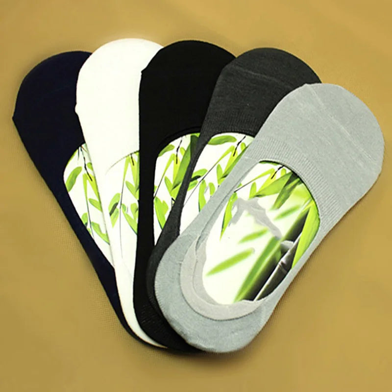 6 Pairs/Lot Men's Bamboo Breathable Invisible Socks Low Cut Casual Cotton Boat Non-Slip No Show High Quality Sock