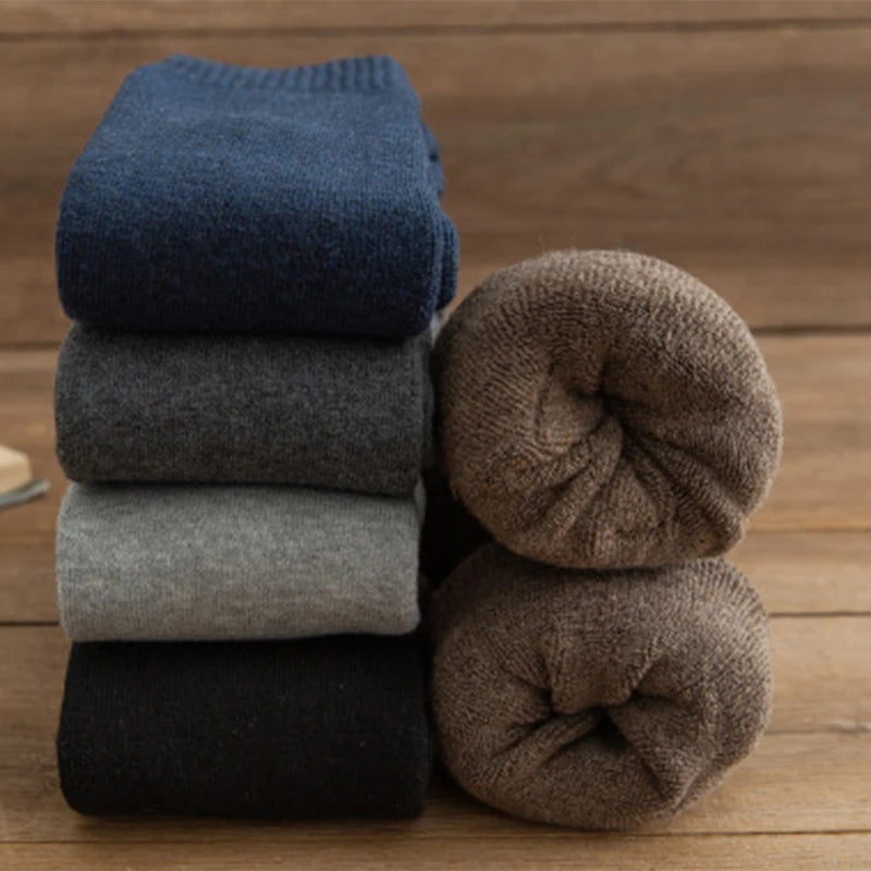 6PCS=3Pairs Men's Winter Compression Stocking Warm Hot Knee High Long Leg Terry Socks Warm Thicken Cover Calf Socks Size 38-44