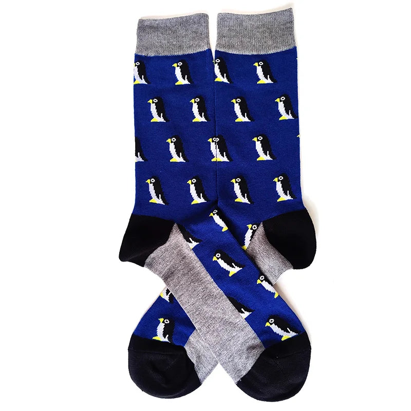 58 Style Cartoon Men Socks Fish bird parrot shark Theme Cotton Novelty Funny Hip Hop Trend Street Long Socks