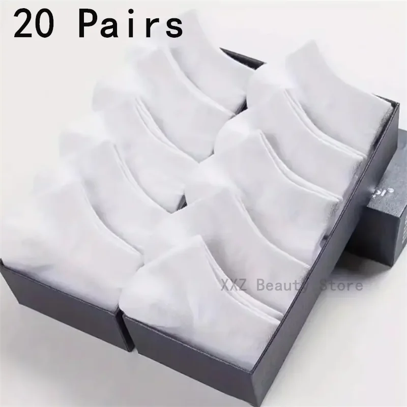 1/10/20/40 Pairs Black Men Boat Socks Business Sport Socks Sweat Absorption Mature Solid Color Soft Non Pilling Ankle Socks