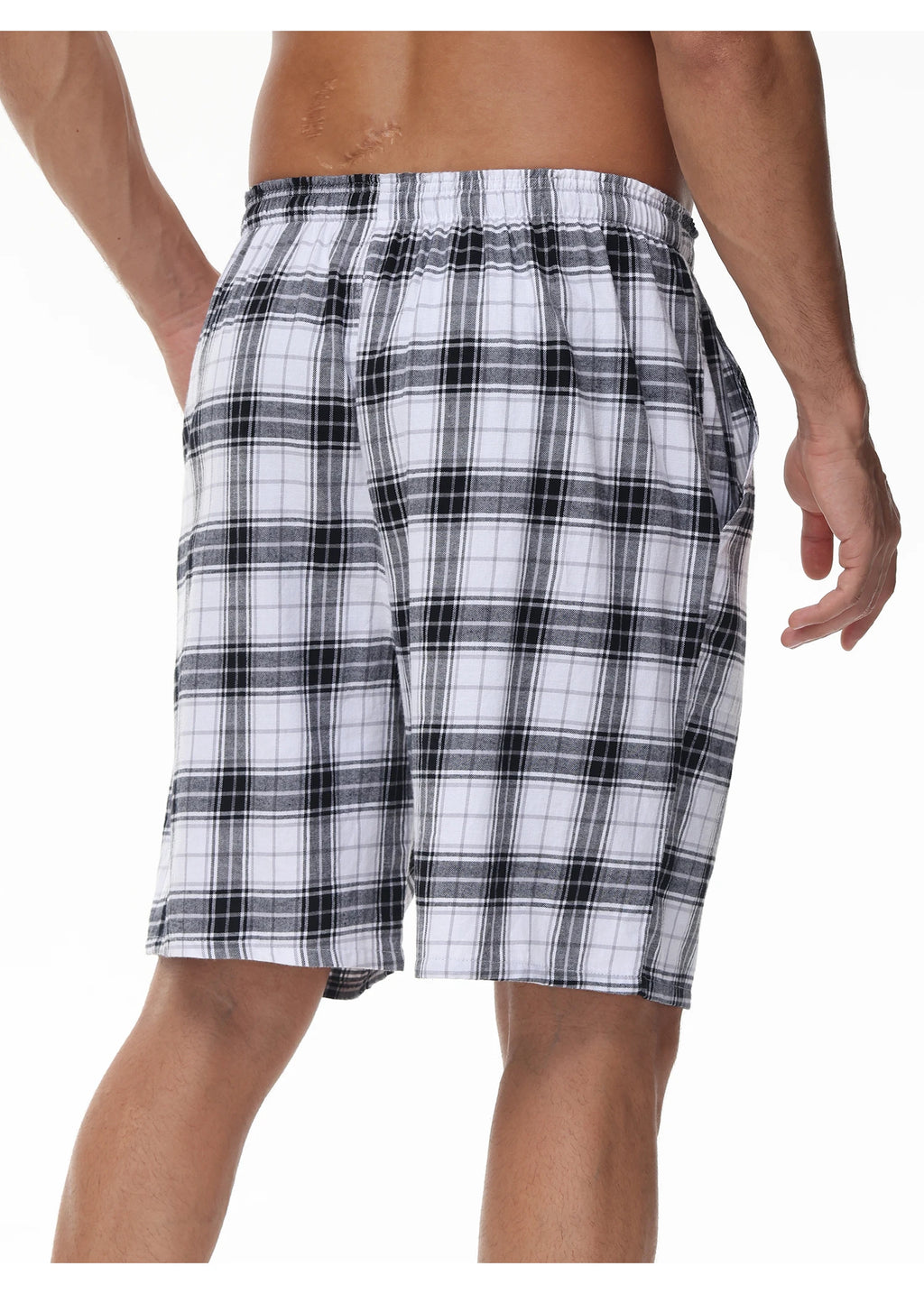 3Pcs Men's 100% Cotton Underwear Boxers Shorts Suit, Plaid Pajama Sleeping Bottoms Pants Suit, Elastic Waist Shorts Homewear