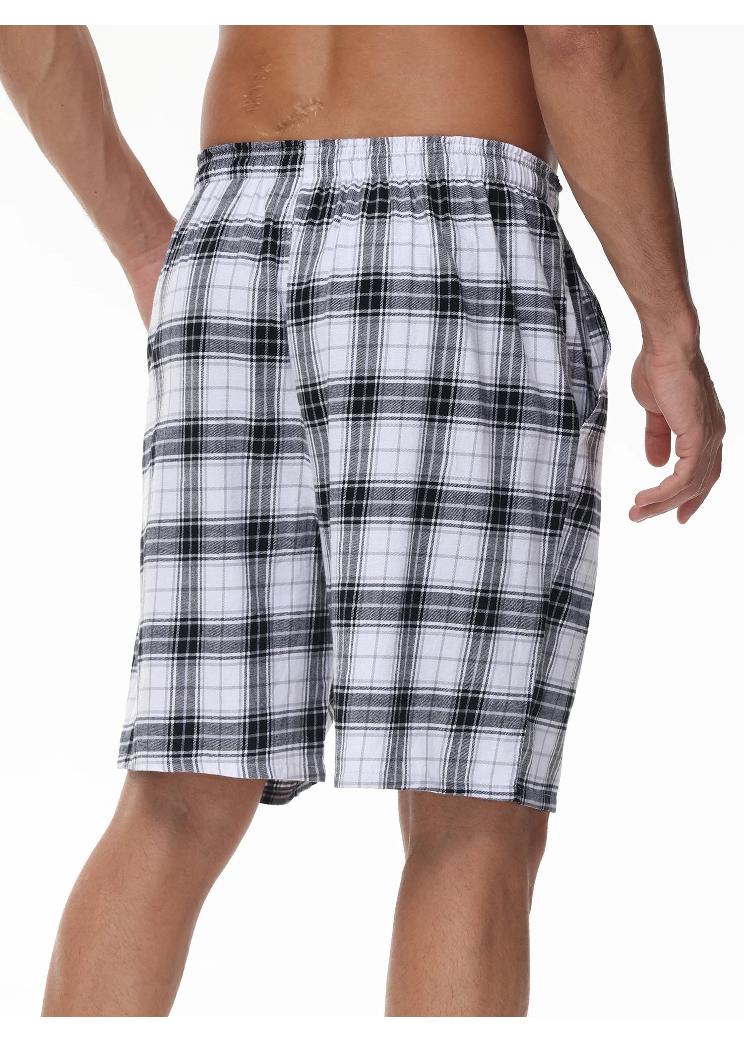 3Pcs Men's 100% Cotton Underwear Boxers Shorts Suit, Plaid Pajama Sleeping Bottoms Pants Suit, Elastic Waist Shorts Homewear