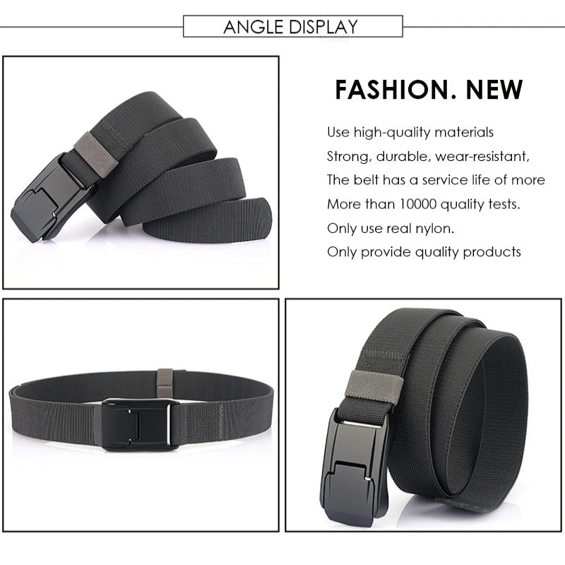 New Stretch Belt For Men and Women Hard Quick Release Buckle Strong Real Nylon Unisex Elastic Belt Overalls Work Belt