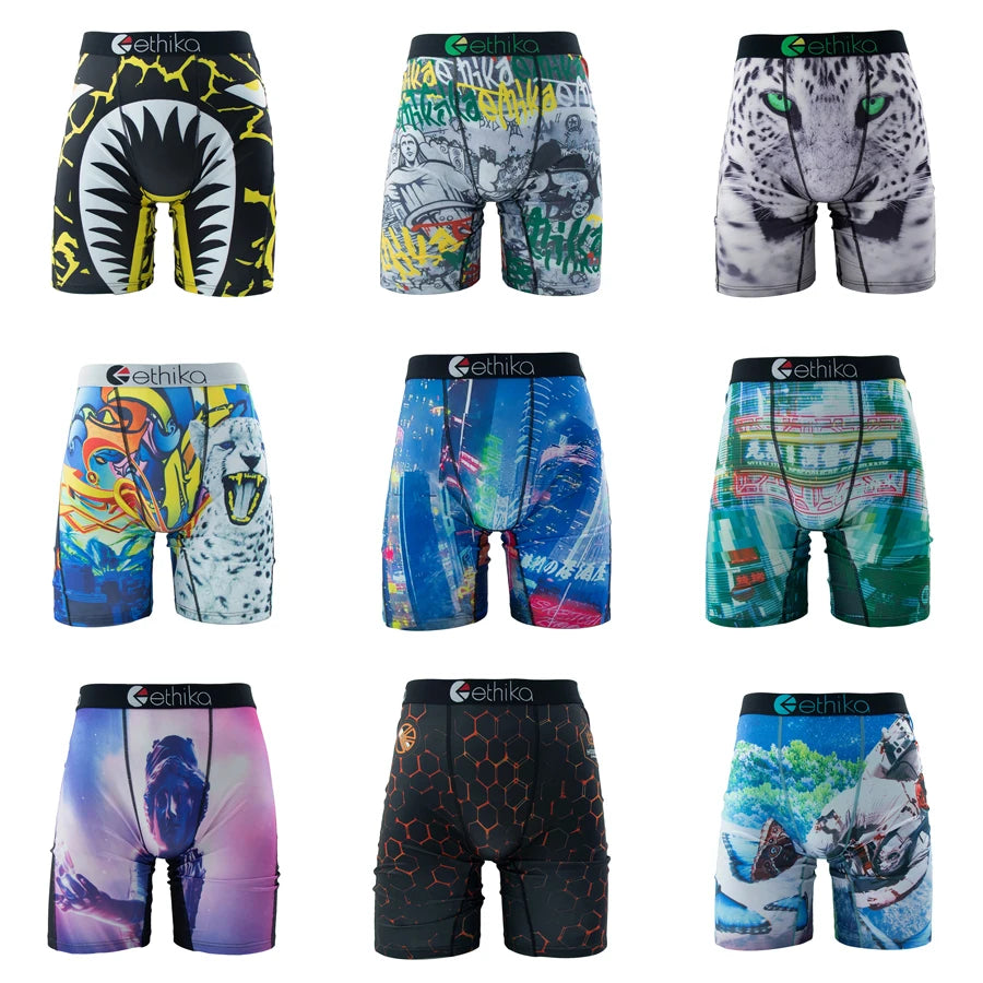 ETHIKA 1Pcs Men Underwear Sexy Boxershorts Breathable Mens Trunks Plus Size S-3XL Man Swimming Underpants Men's Panties Boxers