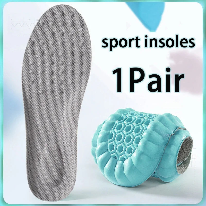 4PCS Soft Elasticity Sole Breathable Comfortable Insoles Men and Women's Sports Shock Absorbing Insole Outdoor Running Insoles