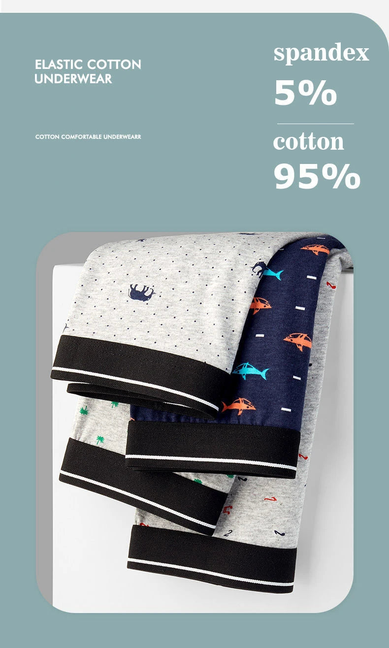 4pcs Men's Panties Sexy Shorts Cotton Underwear Male Breathable Boxers Solid Boxershorts Brand Underpants