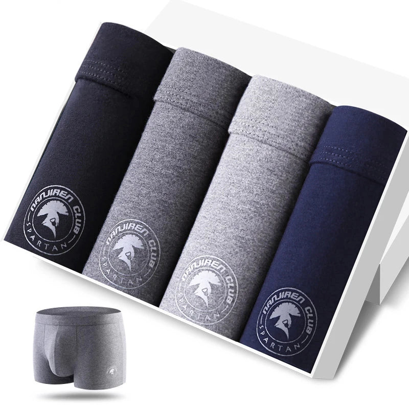 4pcs Men's Panties Sexy Shorts Cotton Underwear Male Breathable Boxers Solid Boxershorts Brand Underpants