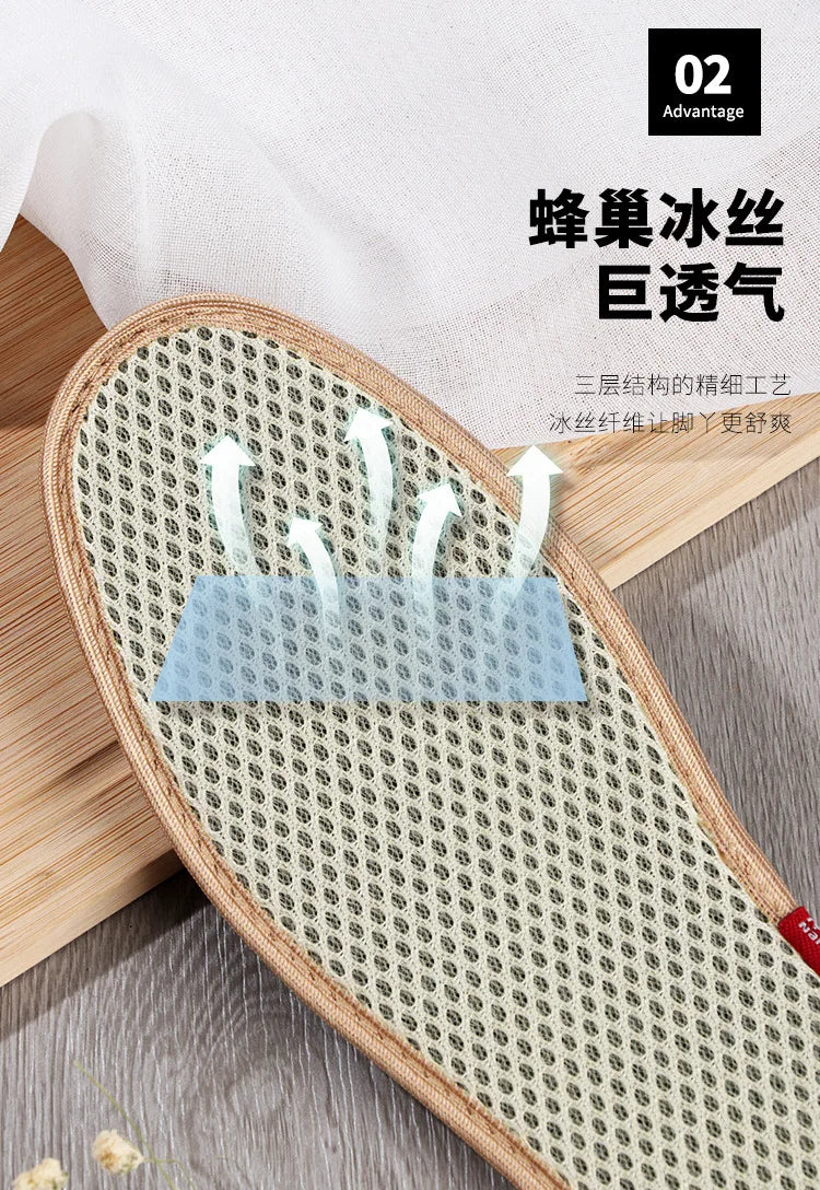 Bamboo Insoles Deodorant Insoles Mesh Breathable Absorb-Sweat Shoe Pads Running Sport Insert Light Weight Cushion for Men