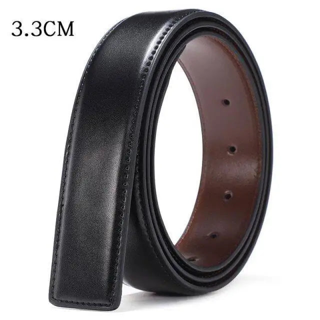 1pcs/2.8CM/3.3CM - Belt for Men Men's Business Belt Reversible Genuine Cowhide Leather Belt No Buckle Rotating Buckle