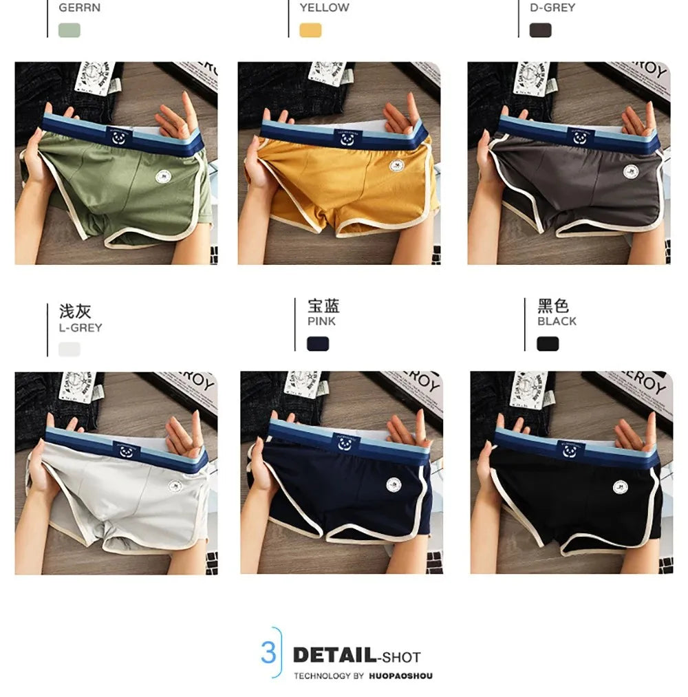 1/3 PCS/Pack 7A Antibacterial Big U Mesh Breathable Crotch Men's Panties 100% Cotton Trendy Underpants High Elastic Waist Boxers