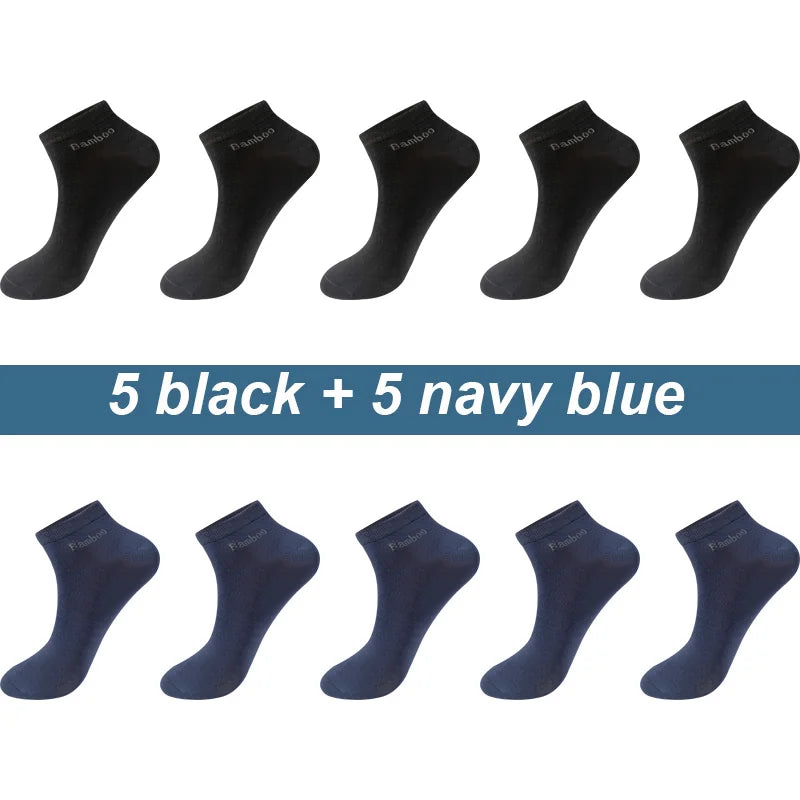 High Quality 10Pairs/Lot Men's Bamboo Fiber Socks Short Casual Breatheable Anti-Bacterial Man Ankle Socks New black busines