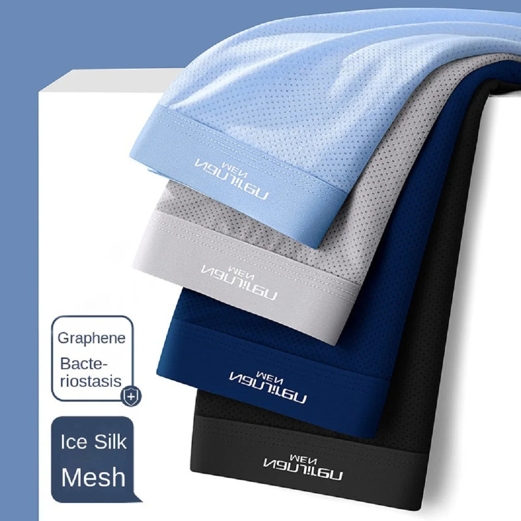 Men Boxers Men's Underwear 3A Antibacterial Underpants Ice Silk Men Boxer Shorts Breathable Elastic Male Panties Plus Size L-6XL