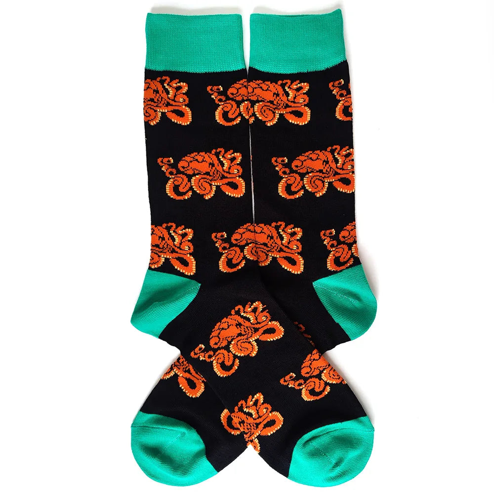 58 Style Cartoon Men Socks Fish bird parrot shark Theme Cotton Novelty Funny Hip Hop Trend Street Long Socks