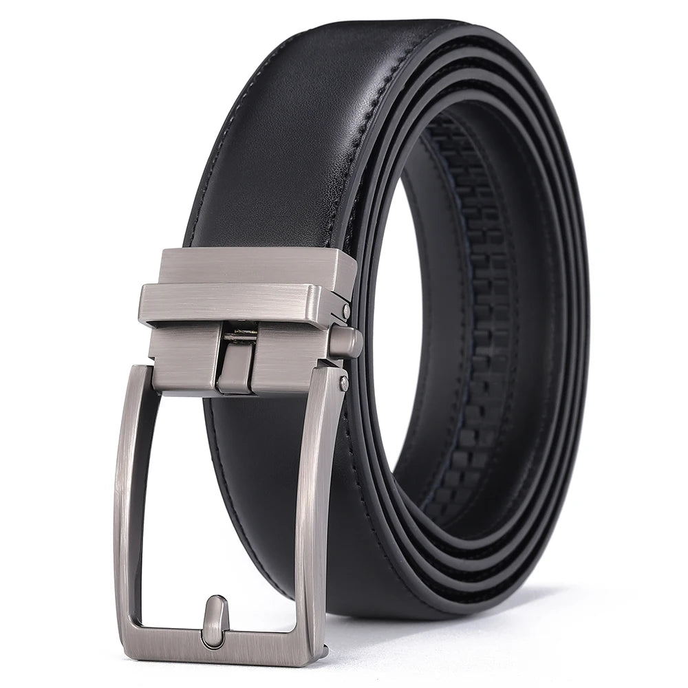 Click Belts for Men Luxury Brand Designer Fashion Automatic Buckle Genuine Leather Men's Belt Male Jeans Waist Strap Blue 3.5 cm