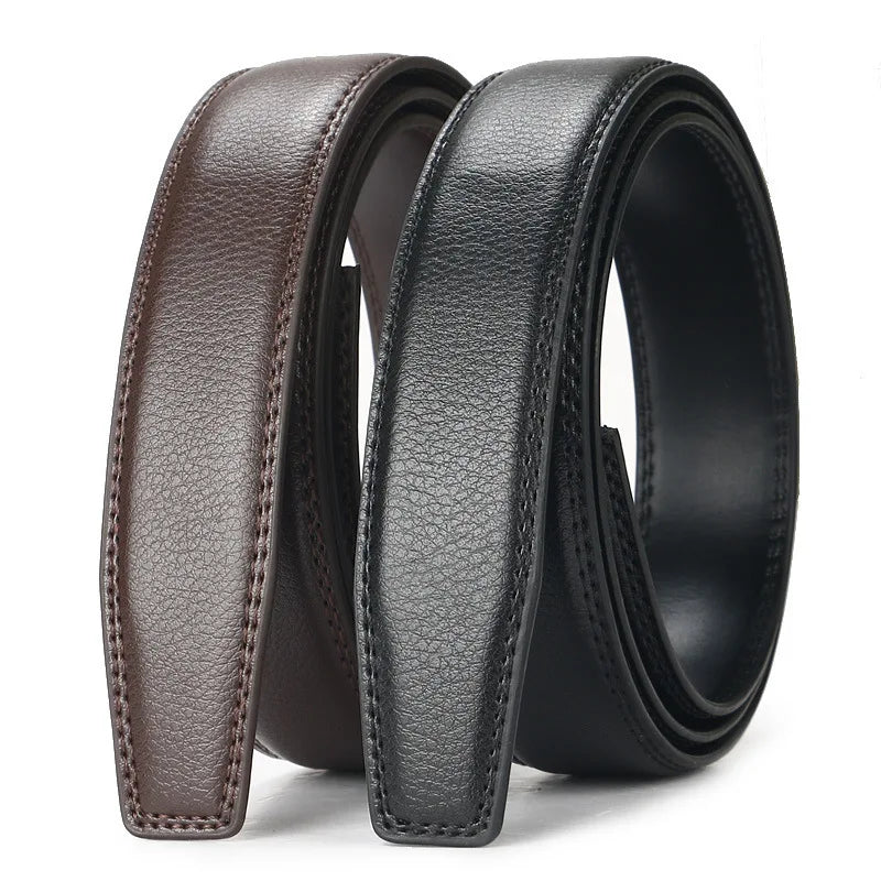 Men's Automatic Belt Genuine Leather Adjustable Buckle Belt Black/Brown Gear-Style Belt High-Quality Business Casual Men's Belt
