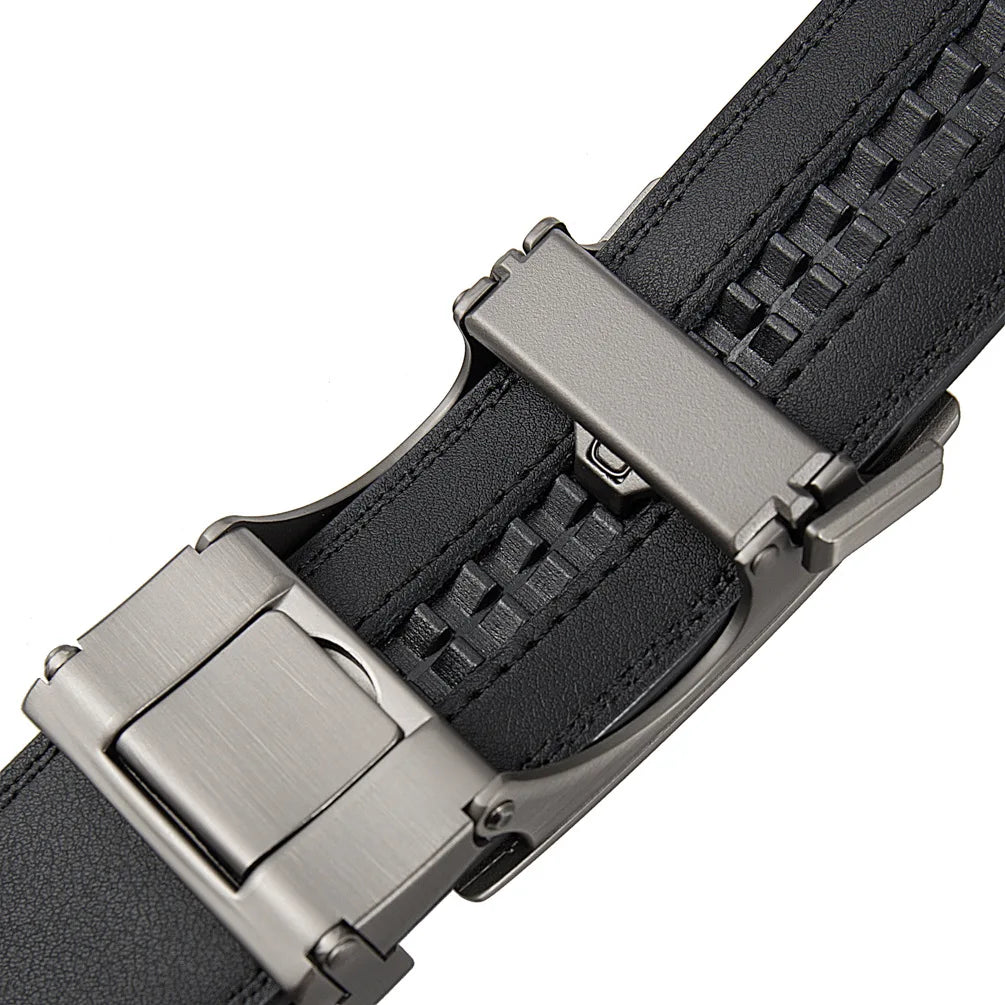 Men's Automatic Belt Genuine Leather Adjustable Buckle Belt Black/Brown Gear-Style Belt High-Quality Business Casual Men's Belt