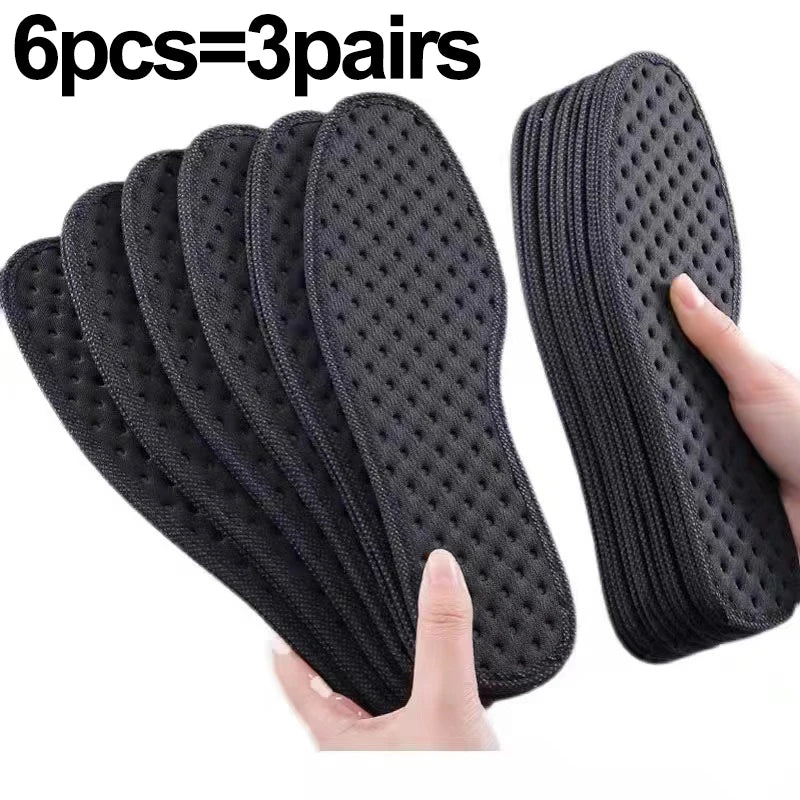 6Pcs Bamboo Charcoal Deodorant Insoles Mesh Breathable Absorb-Sweat Shoe Pads Men Running Sports Shoes Insert Deodorant Insole