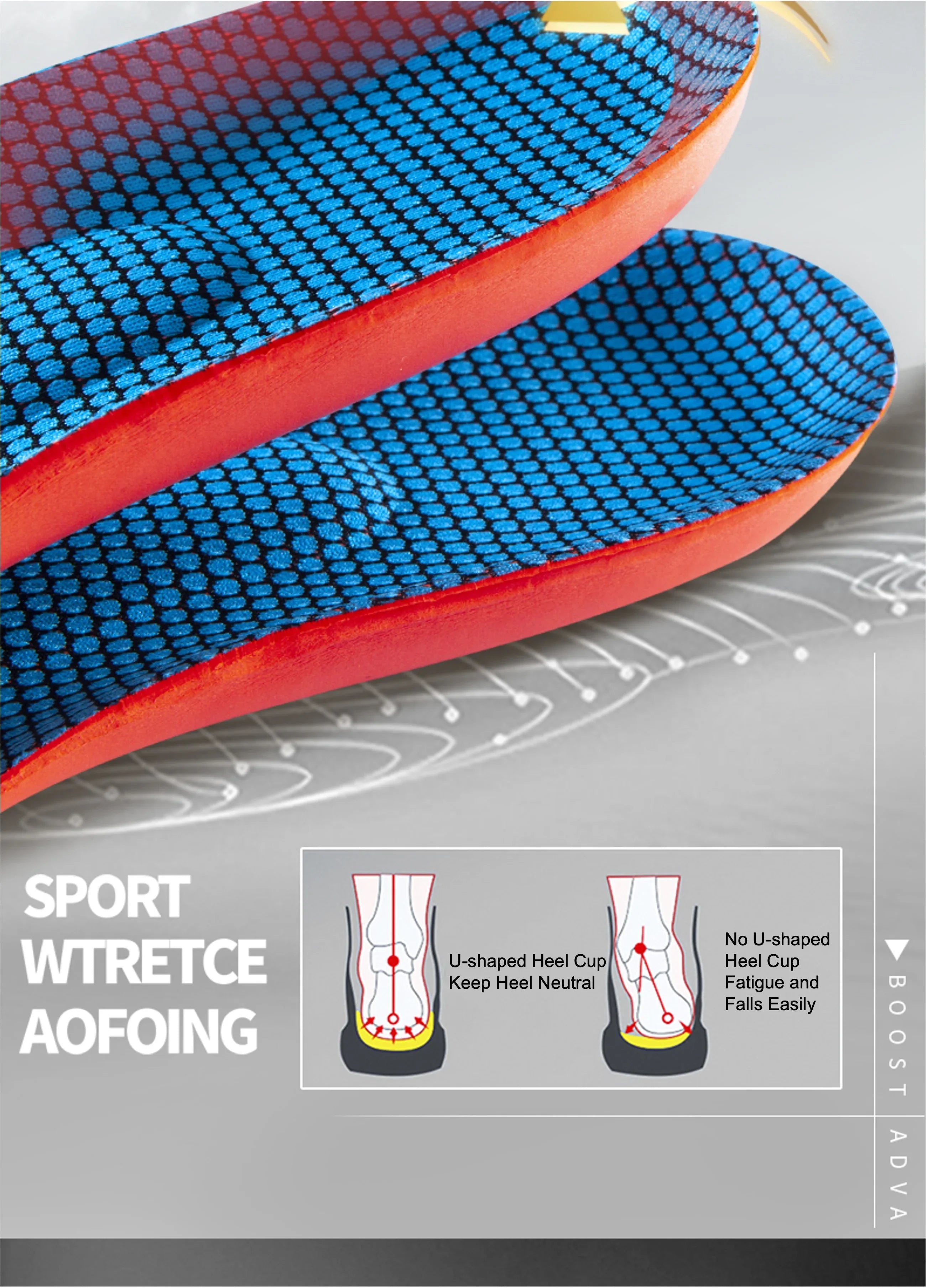 Orthopedic Sports Elasticity Insoles For Shoes Sole Unisex Technology Shock Absorption Breathable Running Insoles