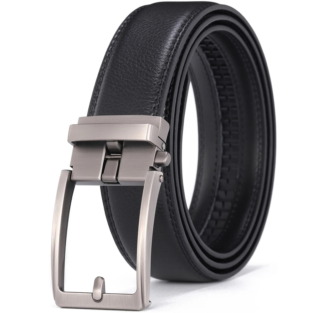 Click Belts for Men Luxury Brand Designer Fashion Automatic Buckle Genuine Leather Men's Belt Male Jeans Waist Strap Blue 3.5 cm