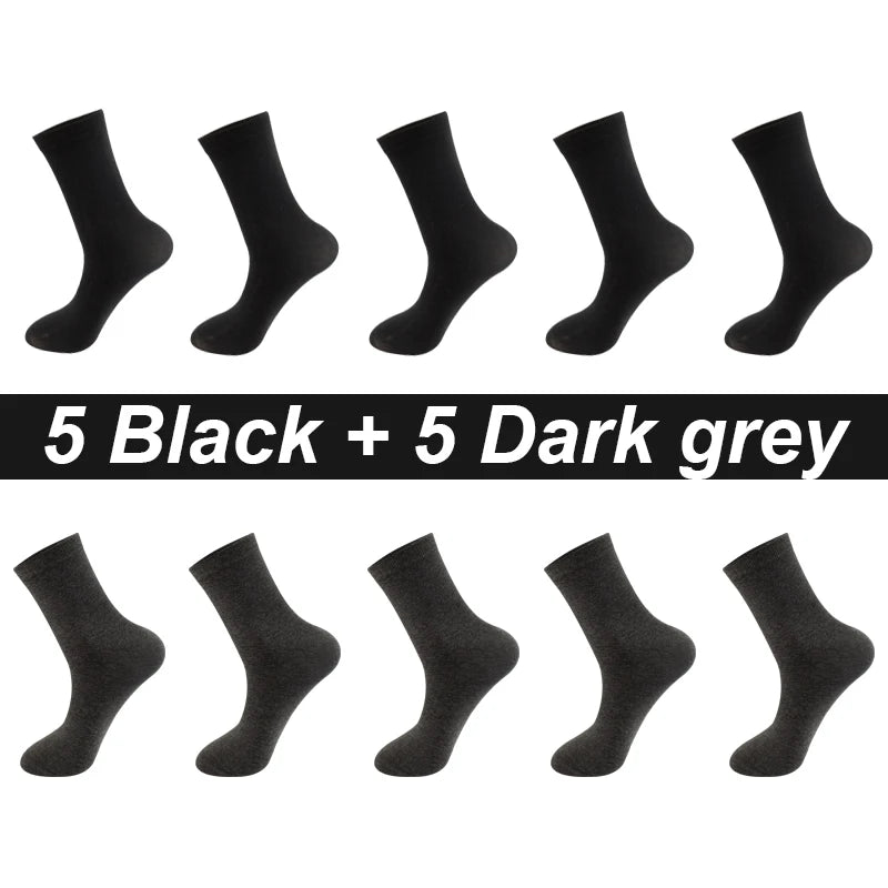 10Pairs/Lot Men Combed Cotton Socks Black Casual Business Breathable High Quality Man Sock New For Male Plus Size EU38-48