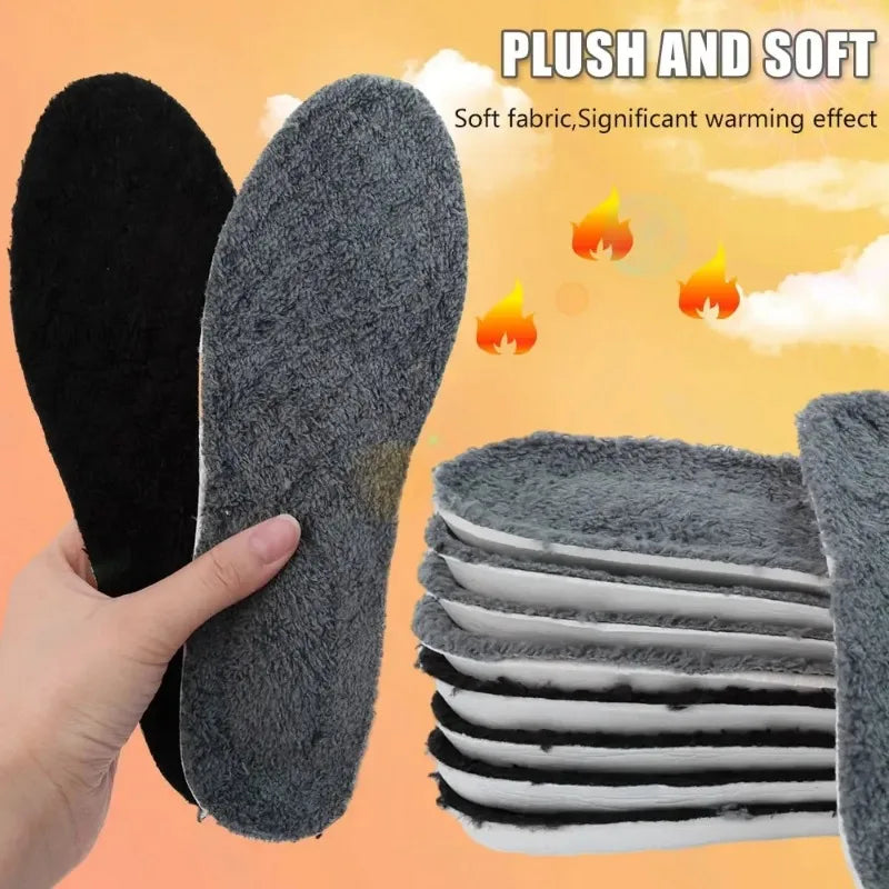 2PCS Soft Cashmere Snow Boots Padding Winter Warm Plush Insoles Women Men Thicken Thermal Shoe Pads Self Heated Sports Inserts