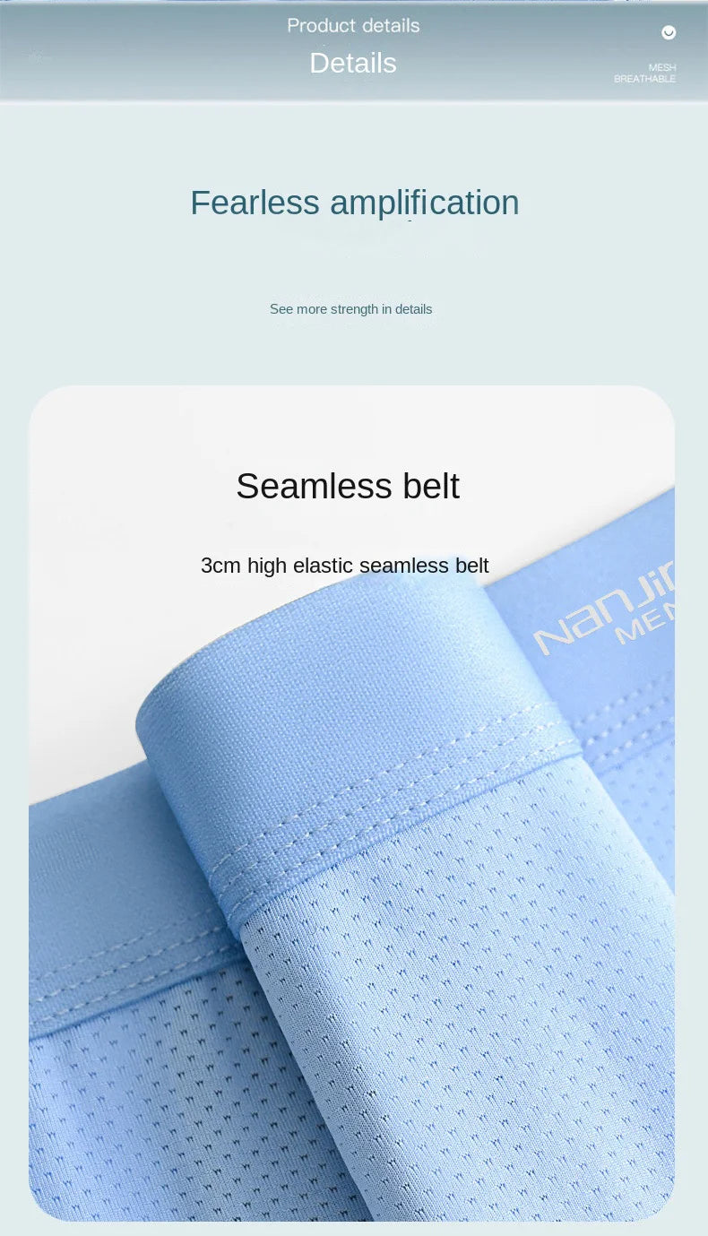 Men Boxers Men's Underwear 3A Antibacterial Underpants Ice Silk Men Boxer Shorts Breathable Elastic Male Panties Plus Size L-6XL