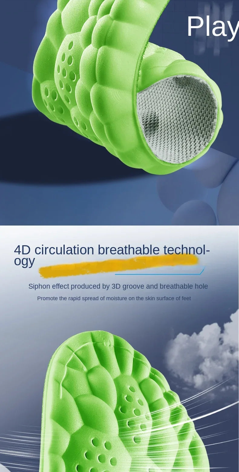 4D Massage Shoes Insoles Super Soft Latex Sports Insole for Feet Running Basket Shoe Sole Arch Support Orthopedic Inserts Unisex