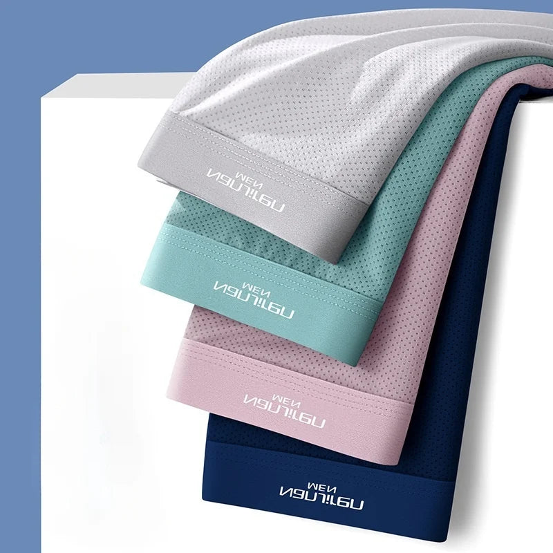 Men Boxers Men's Underwear 3A Antibacterial Underpants Ice Silk Men Boxer Shorts Breathable Elastic Male Panties Plus Size L-6XL