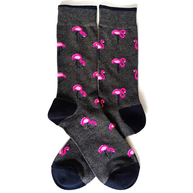 58 Style Cartoon Men Socks Fish bird parrot shark Theme Cotton Novelty Funny Hip Hop Trend Street Long Socks