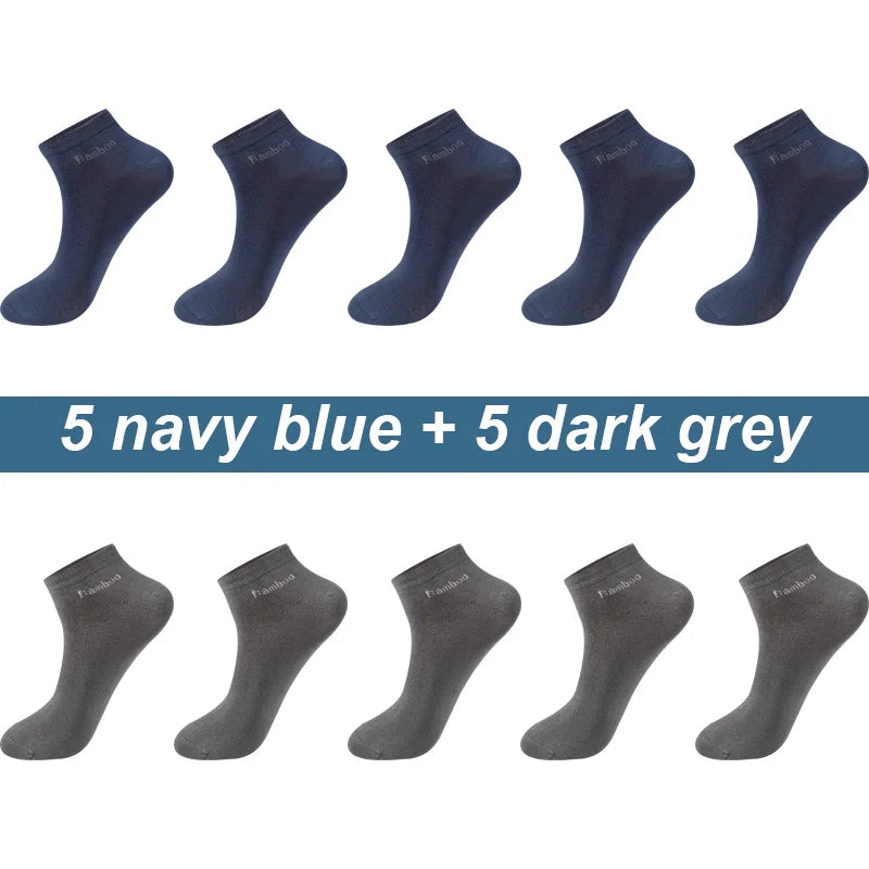 High Quality 10Pairs/Lot Men's Bamboo Fiber Socks Short Casual Breatheable Anti-Bacterial Man Ankle Socks New black busines