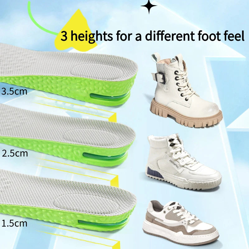 1Pair Air Cushion height increase insoles Breathable Sweat and Anti-Odour Insole Shock Absorbing Insole for Sports Shoes