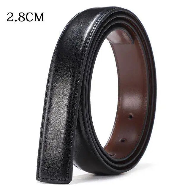 1pcs/2.8CM/3.3CM - Belt for Men Men's Business Belt Reversible Genuine Cowhide Leather Belt No Buckle Rotating Buckle