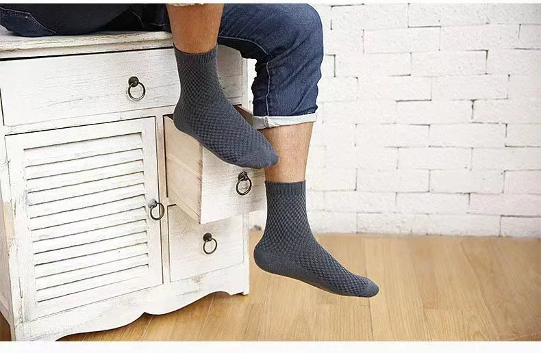 5Pairs/Lot Men's Socks High Quality Bamboo Fiber Business Breathable Deodorizing Socks Men's Casual Socks Large Size EU38-46