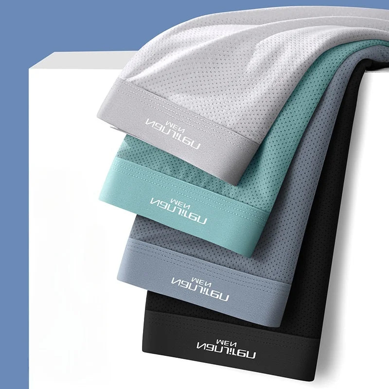 Men Boxers Men's Underwear 3A Antibacterial Underpants Ice Silk Men Boxer Shorts Breathable Elastic Male Panties Plus Size L-6XL