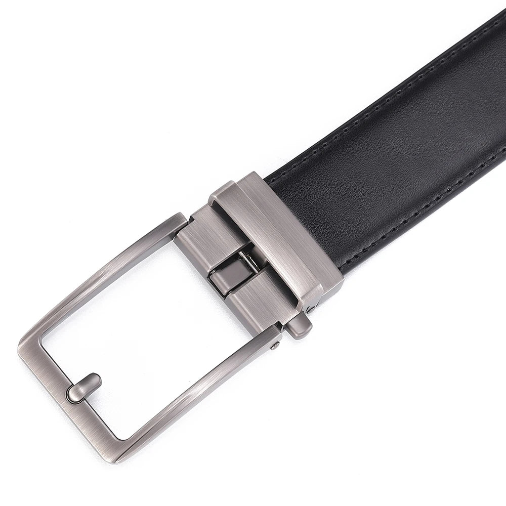 Click Belts for Men Luxury Brand Designer Fashion Automatic Buckle Genuine Leather Men's Belt Male Jeans Waist Strap Blue 3.5 cm