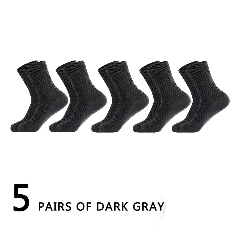 5Pairs/Lot Men's Socks High Quality Bamboo Fiber Business Breathable Deodorizing Socks Men's Casual Socks Large Size EU38-46