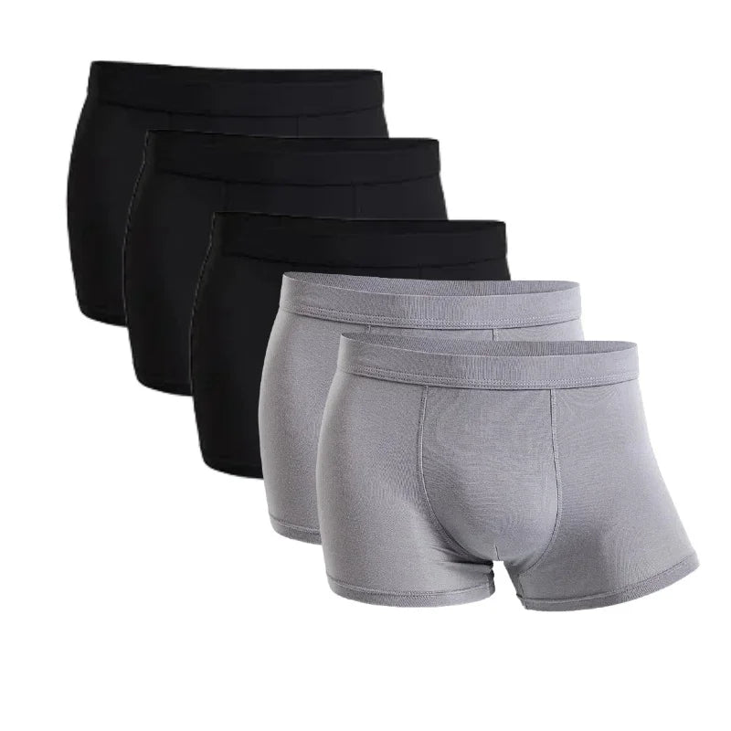 5 Packs Bamboo Boxers Man XL XXL XXXL XXXXL 5XL 6XL Plus Size Underwear Men Flat Feet Gym Shorts Panties Black Underpants Gifts
